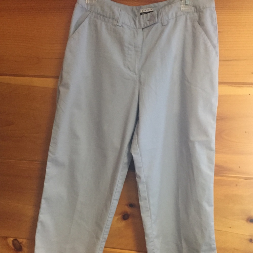 [Adidas] flat front pants light blue cropped 10